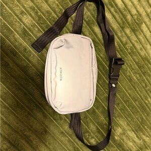 Athleta metallic grey Belt Bag with Black Strap